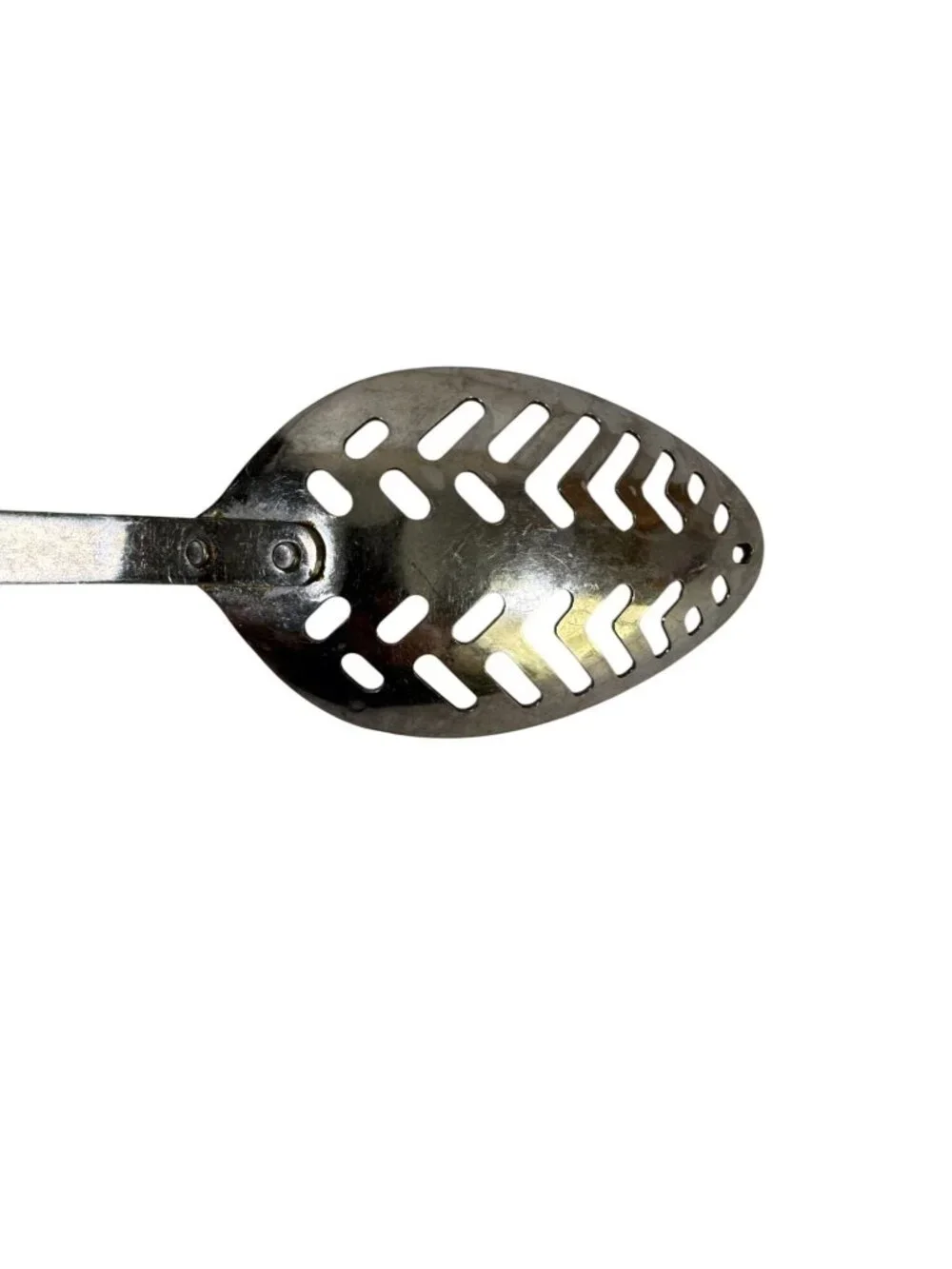 Vintage Flint Stainless Steel Slotted Serving Spoon Arrowhead Handle ~12